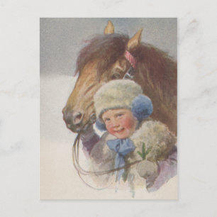 Antique Vintage enfants Mémoire Pony Horse Carte p