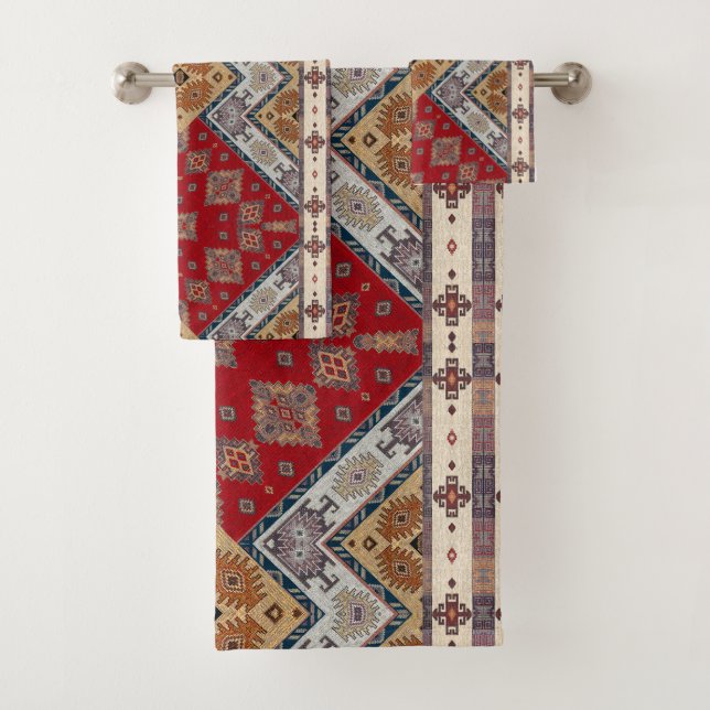 Antique Vintage Rouge Beige Kilim Turque  (En situation)