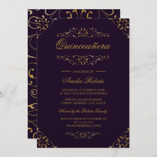 Antique violet or fleurir Quinceanera Invitation