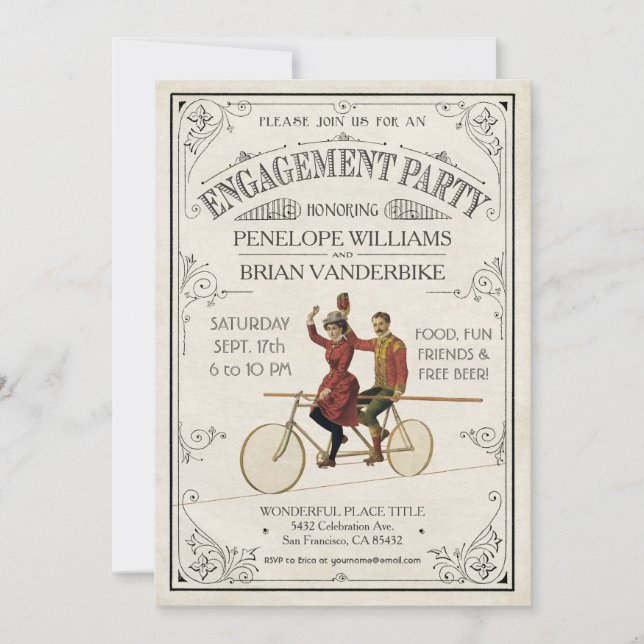 Antiquité vintage des invitations | de partie de (Devant)