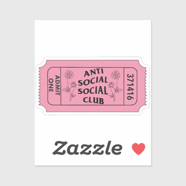 Antisocial Social Club Admettre Un Sticker De Bill (Feuille)