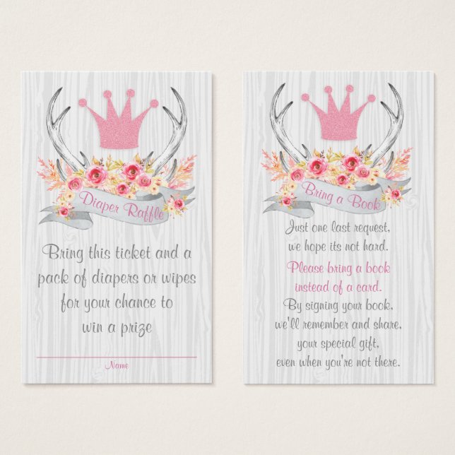 Antler Diaper Raffle Billet et apporter une carte  (Devant & derrière)