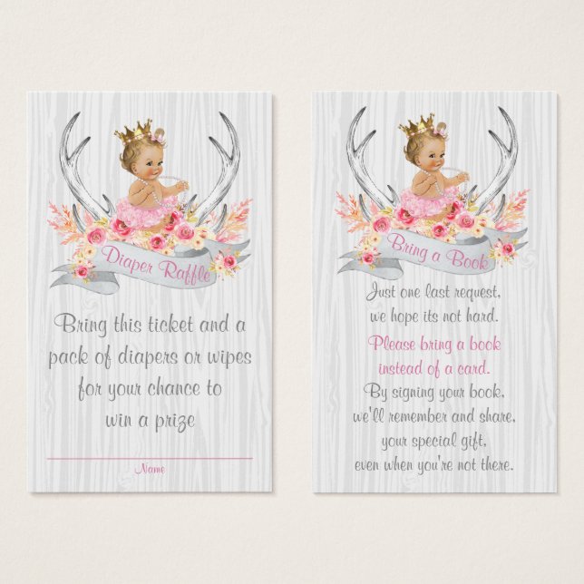 Antler Diaper Raffle Billet et apporter une carte  (Devant & derrière)