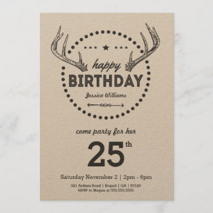 Antlers Anniversaire Retro inspiré Invitation