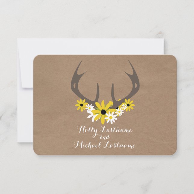 Antlers + Carton Fleur sauvage Inspiré RSVP (Devant)