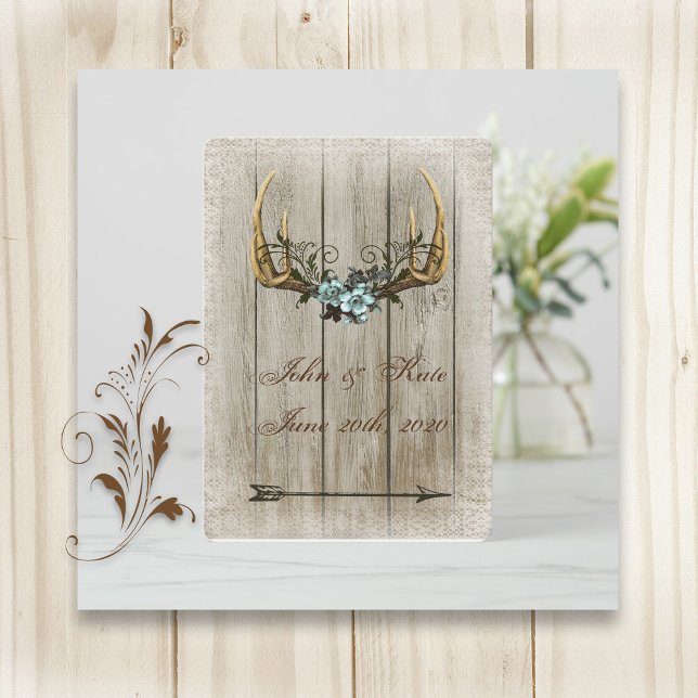 Antlers et Faire-part de mariage rustique Rose (Créateur téléchargé)