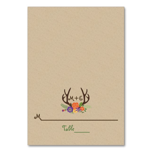 Antlers & fleurs violettes orange mariage carte de (Par défaut)