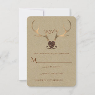 Antlers or et papier Brown Mariage rustique RSVP