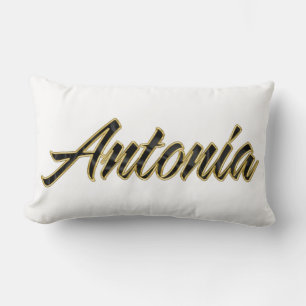 Antonia Black Gold Lettering Oreiller Deko