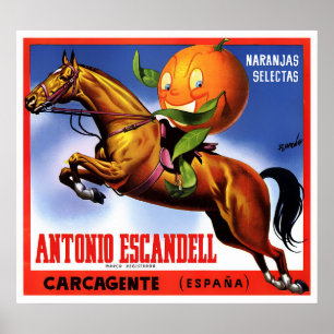 ANTONIO ESCANDELL ORANGES, 1940 POSTER ÉTIQUETTE