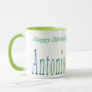 Antonio, Joyeux logo d'anniversaire, Mug Combo Ver