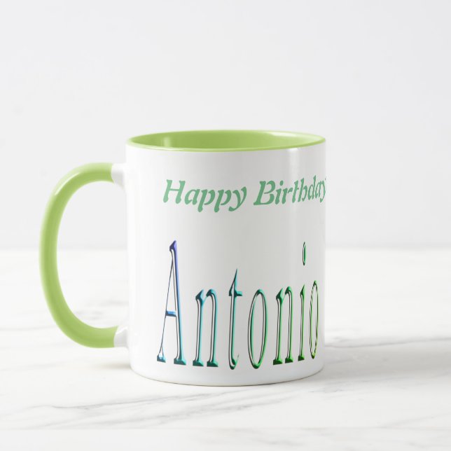 Antonio, Joyeux logo d'anniversaire, Mug Combo Ver (Gauche)