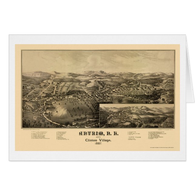 Antrim, carte panoramique de NH - 1887 (Devant horizontal)