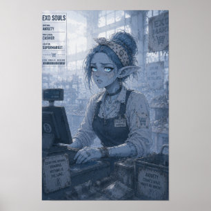 Anxiété / Caissier / Affiche Supermarché