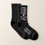 Any Text cold FEET Funny Groom / Bride Black Socks<br><div class="desc">Make sure the bride or groom makes it on time to the wedding with some funny "don't get cold feet" customized name socks. All wording est simple to personalize and can be different or the solient on each sock. The Modern and white design feelegant minimalist typographiy with cute and funny...</div>