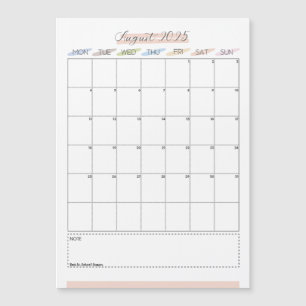 Août 2025 Calendrier magnétique