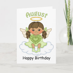 Août Anniversaire Angel Brunette Carte d'anniversa