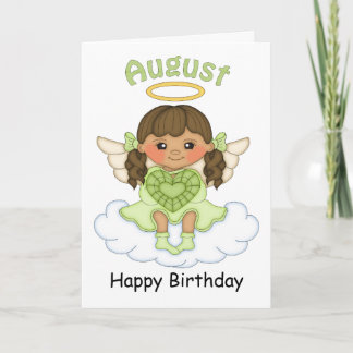 Août Anniversaire Angel Brunette Carte d'anniversa