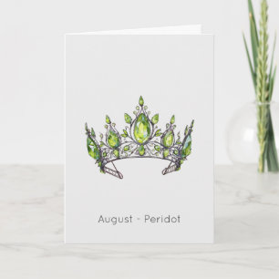 Août Birthstone Peridot Crown Carte d'anniversaire