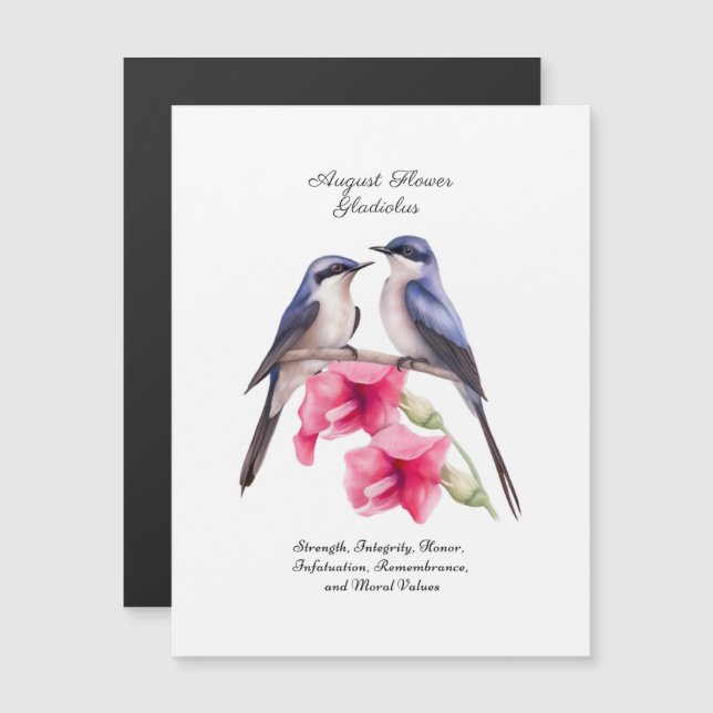 Août Mois de naissance Gladiolus à fleurs avec ois (Devant / Derrière)