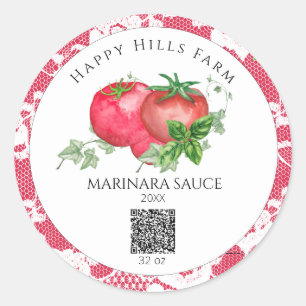 *~* AP30 Tomate QR LOGO Canning Jar Étiquette