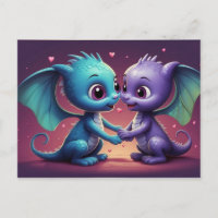 *~* AP48 Invitation Photo Dragon Dino Cœurs Carte 