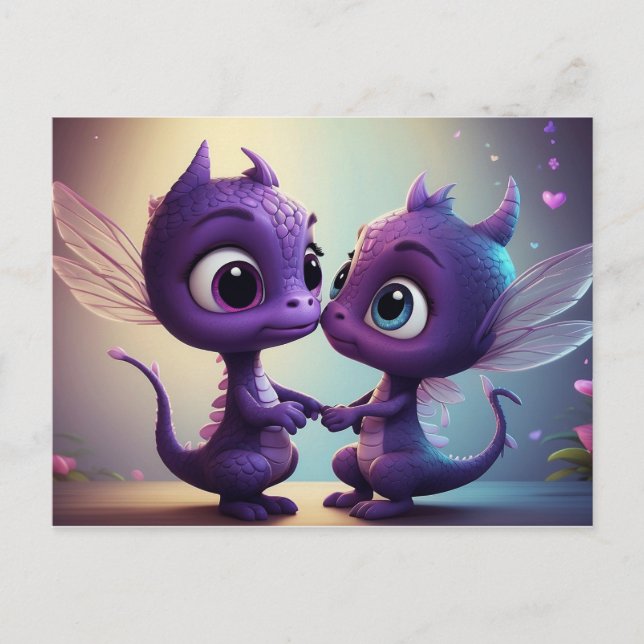 *~* AP48 Invitation Photo Dragon Dino Dessin Animé (Devant)