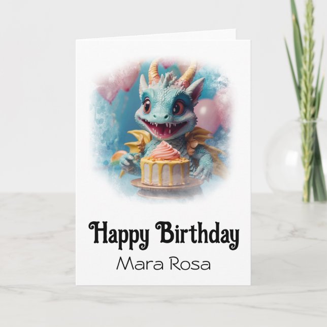 *~* AP88 Bébé mignon Dragon Carte d'anniversaire (Devant)
