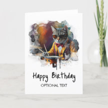 *~* AP91 Hip Cool Kitty DRUMMER Carte d'anniversai