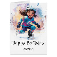 *~* AP94 17 Carte d'anniversaire pour fille joueus