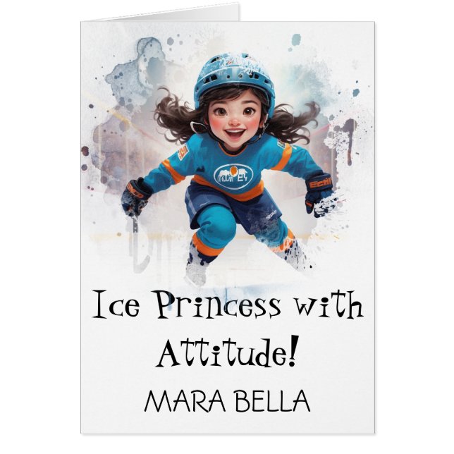 *~* AP94 Cute 5 Hockey Girl  Personalize Birthday (Devant)