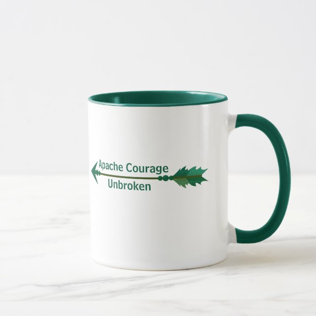 Apache Courage Vert Incassé Flèche Café Mug (Droite)