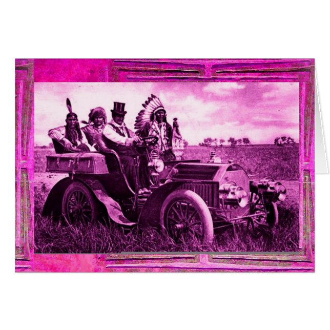 APACHES ET GERONIMO CONDUISANT UNE VOITURE À MOTEU (Devant horizontal)