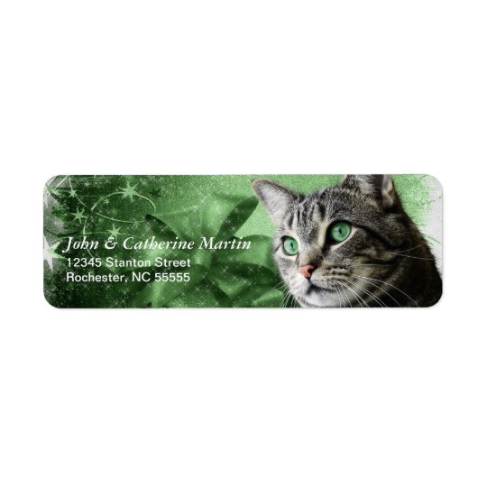 APAL - Chat tigré argenté de Noël Étiquettes D’adresse Retour