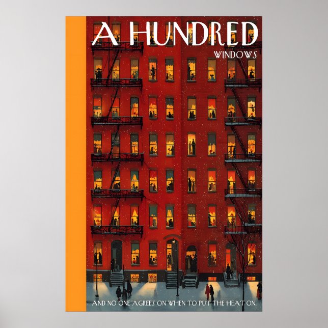 Apartment Building Poster  Lit Windows, Winter (Devant)
