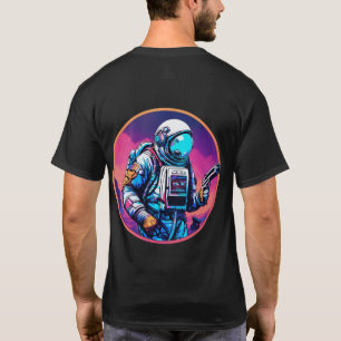 Ape Astronaut avec un pistolet en T-shirt holograp
