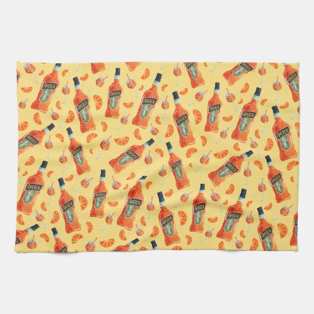 Aperol Spritz Cocktail Hour Thé Serviette (Horizontal)