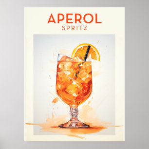 Aperol Spritz Cocktail Poster Retro