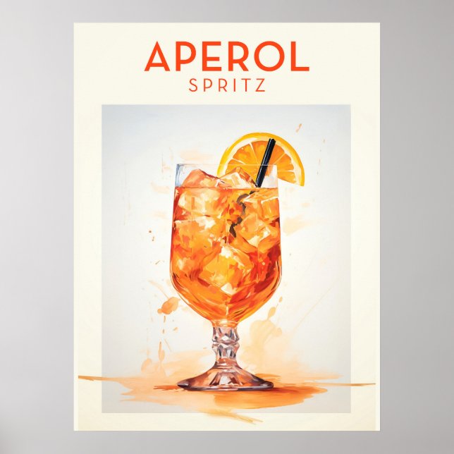 Aperol Spritz Cocktail Poster Retro (Devant)
