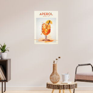 Aperol Spritz Cocktail Poster Retro