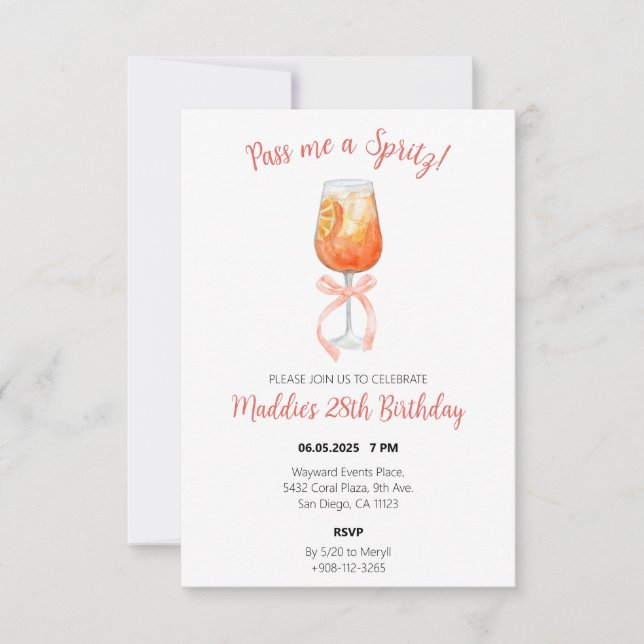 Aperol Spritz Invitation d'anniversaire (Devant)