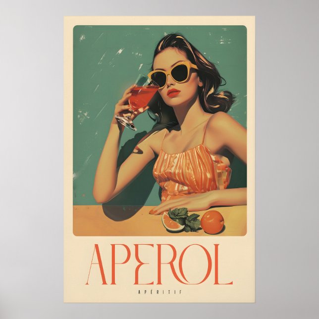 Aperol Spritz Rétro Impression Giclée Cocktail Cla (Devant)