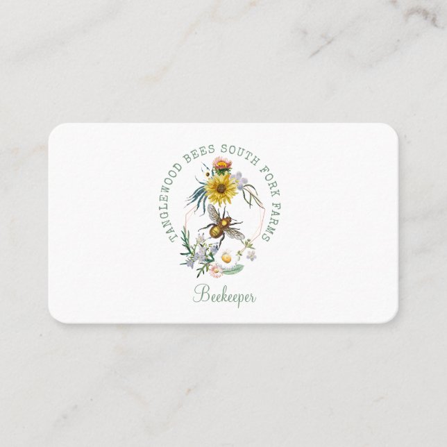 Apiary Beekeeper Honey Bee Floral Carte de visite (Devant)