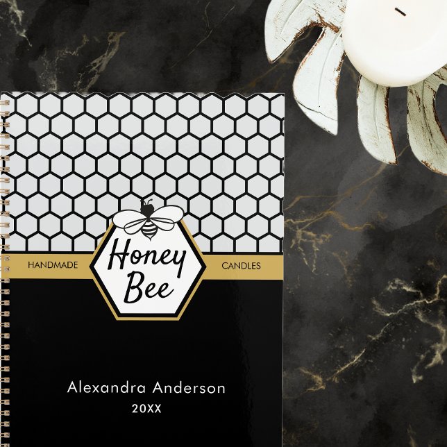 Apière d'abeille de miel moderne Noir Jaune (Modern Honey Bee Apiary Honeycomb Black Yellow Planner)