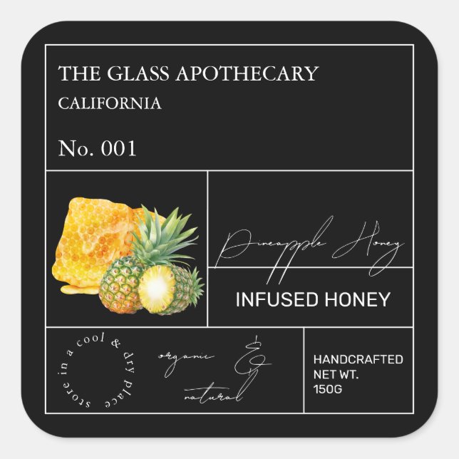 Apothécaire ananas Étiquette de miel infusé (Devant)
