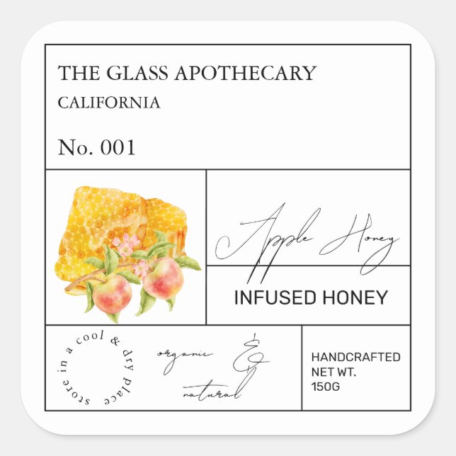 Apothecary Apple Étiquette de miel infusé (Devant)