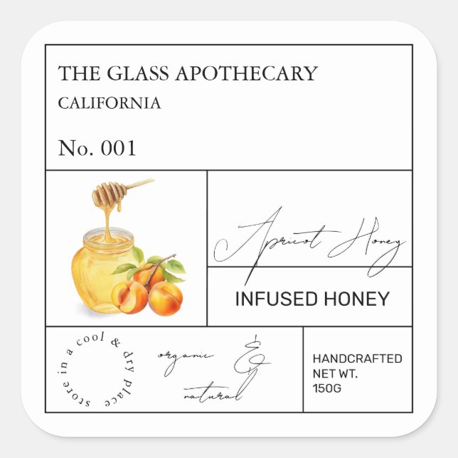 Apothecary Apricot Étiquette de miel infusé (Devant)