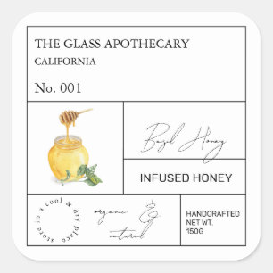 Apothecary Basil Infusé Miel Étiquette