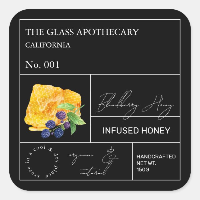 Apothecary Blackberry Infused Honey Étiquette (Devant)