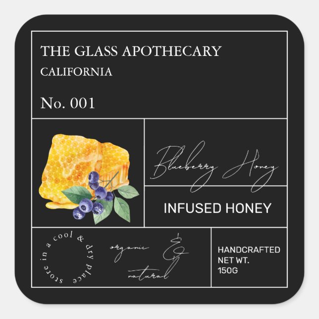 Apothecary Blueberry Infused Honey Étiquette (Devant)